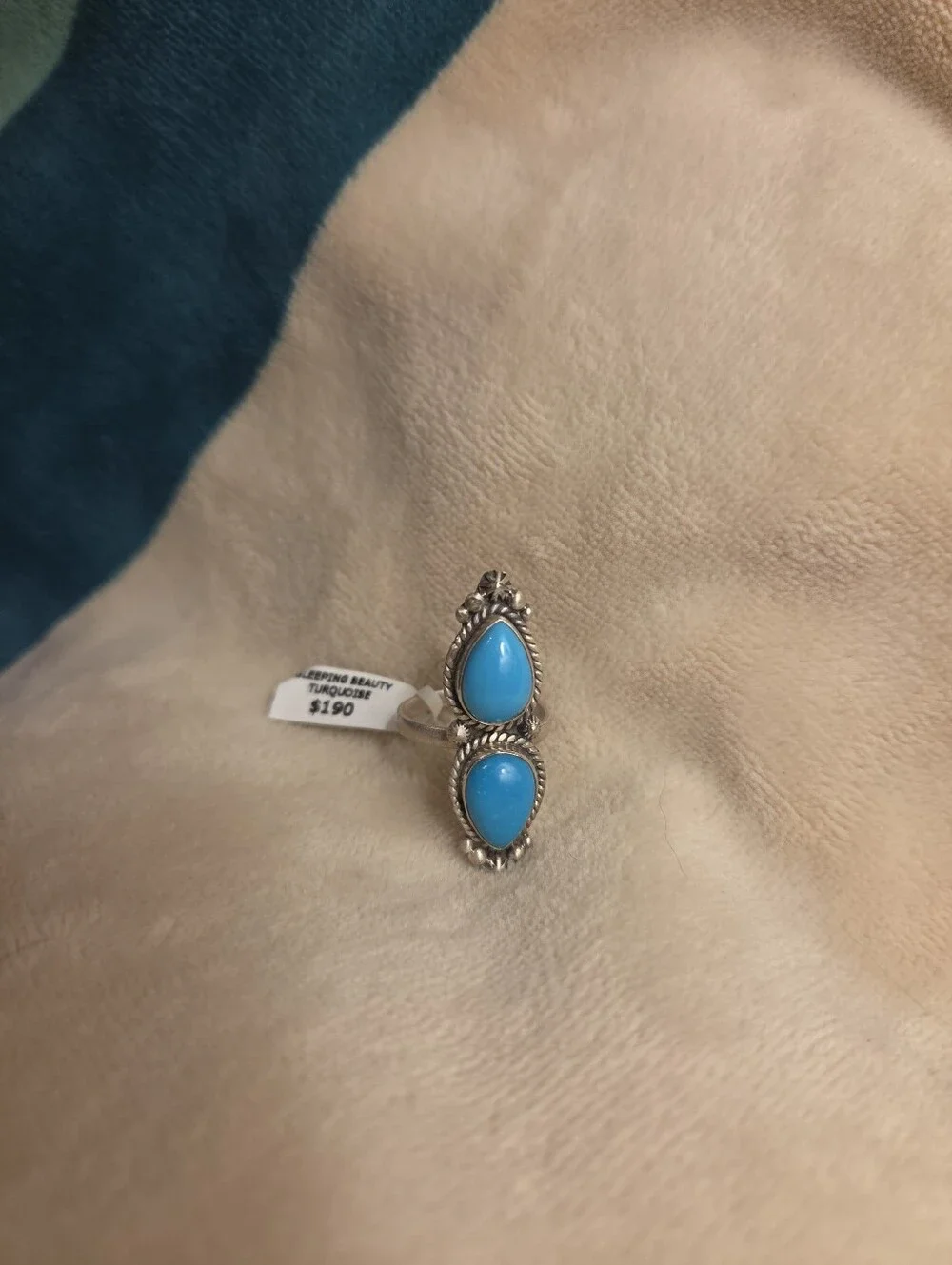 Sleeping Beauty Turquoise Sterling Silver Adjustable Ring